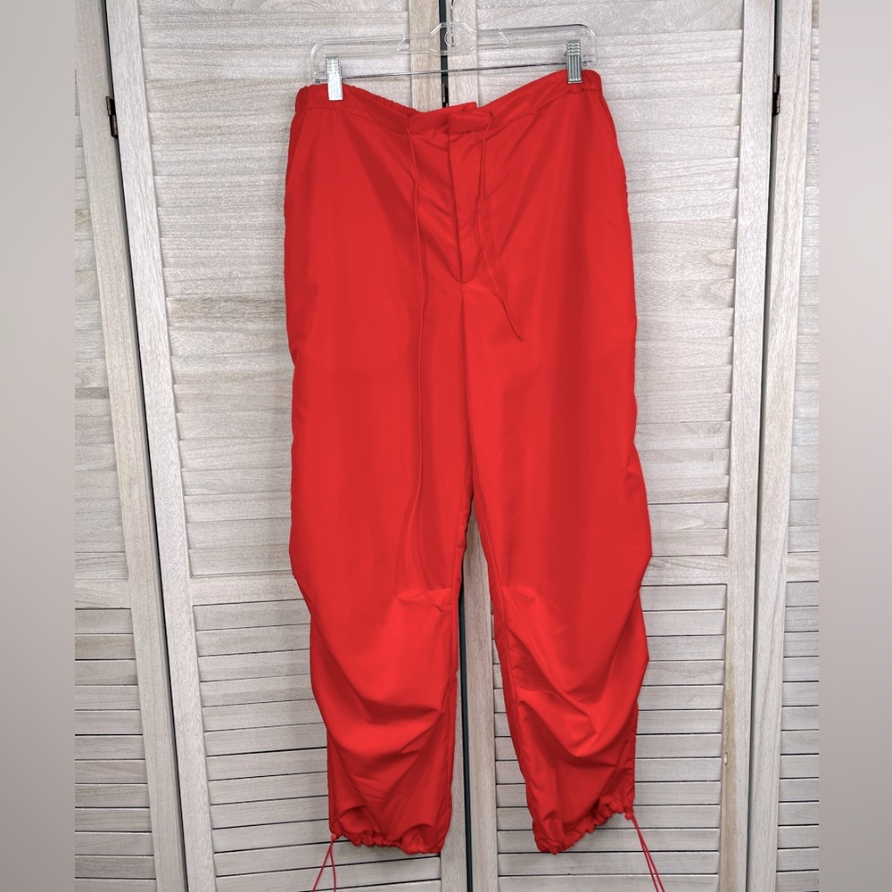 JOLIE & JOY (by FCT with Love) Parachute Pants with Drawstring Hem Red-Large